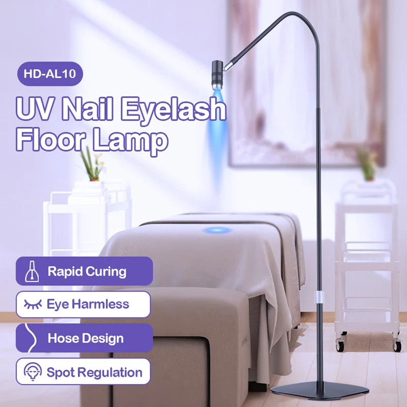 UV-Lash-Lampe Beauty Light 360° Touch-Dimmung 5 Lichtstufen Fußschalter Brille